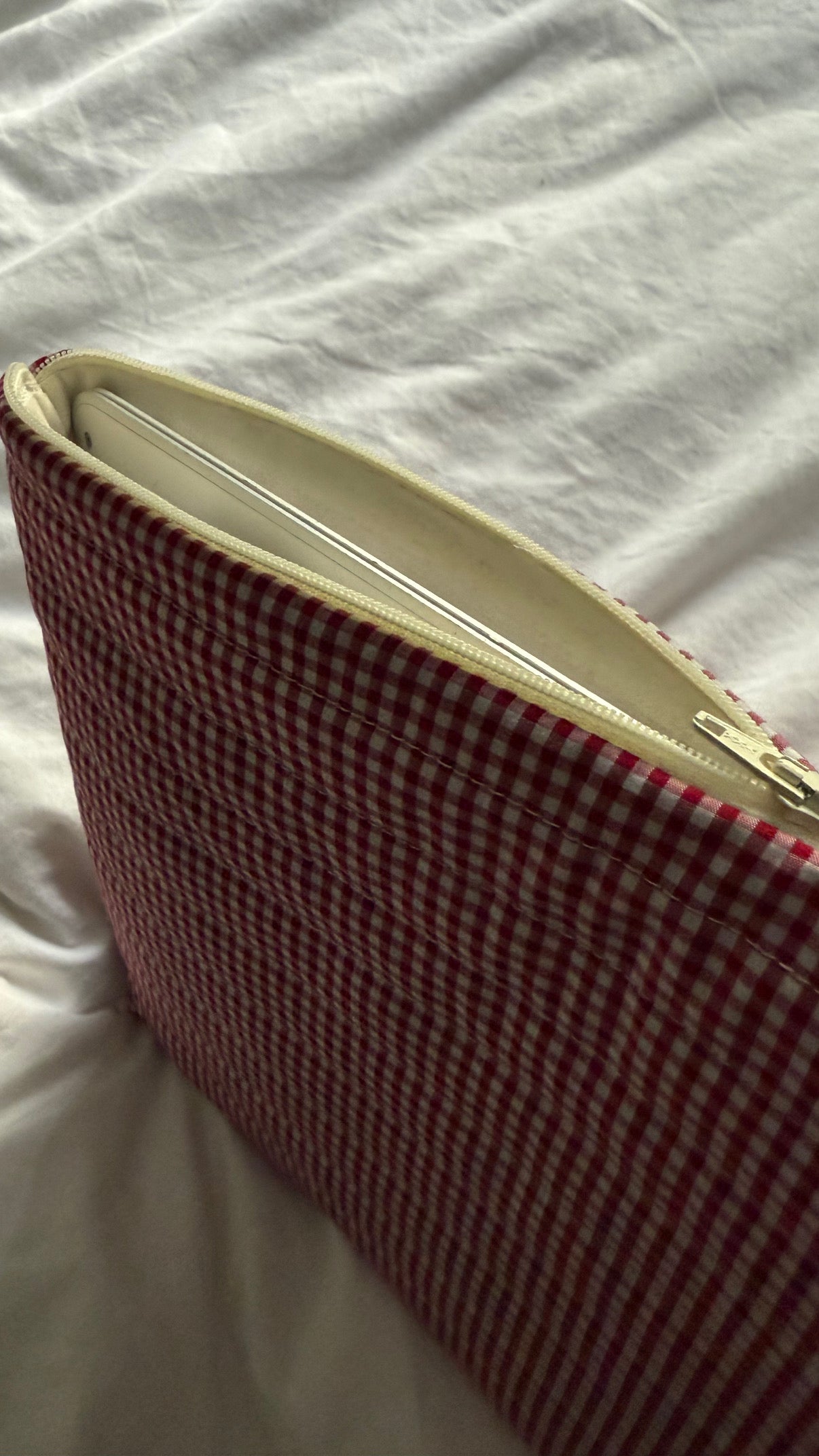 Cherry Gingham Quilted Laptop Case