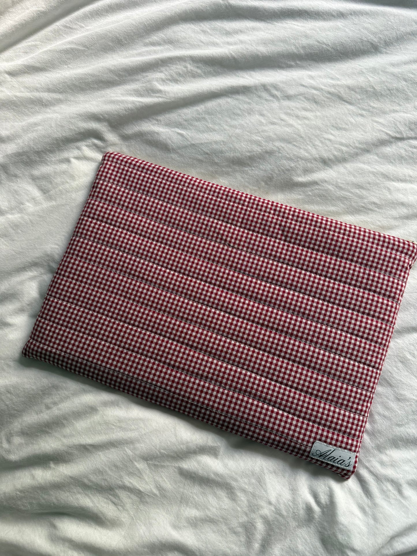 Cherry Gingham Quilted Laptop Case