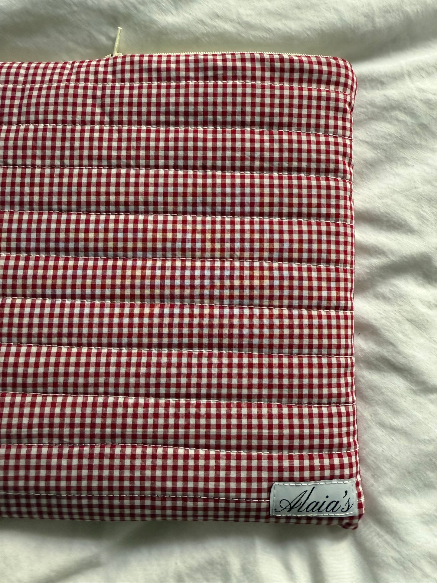 Cherry Gingham Quilted Laptop Case