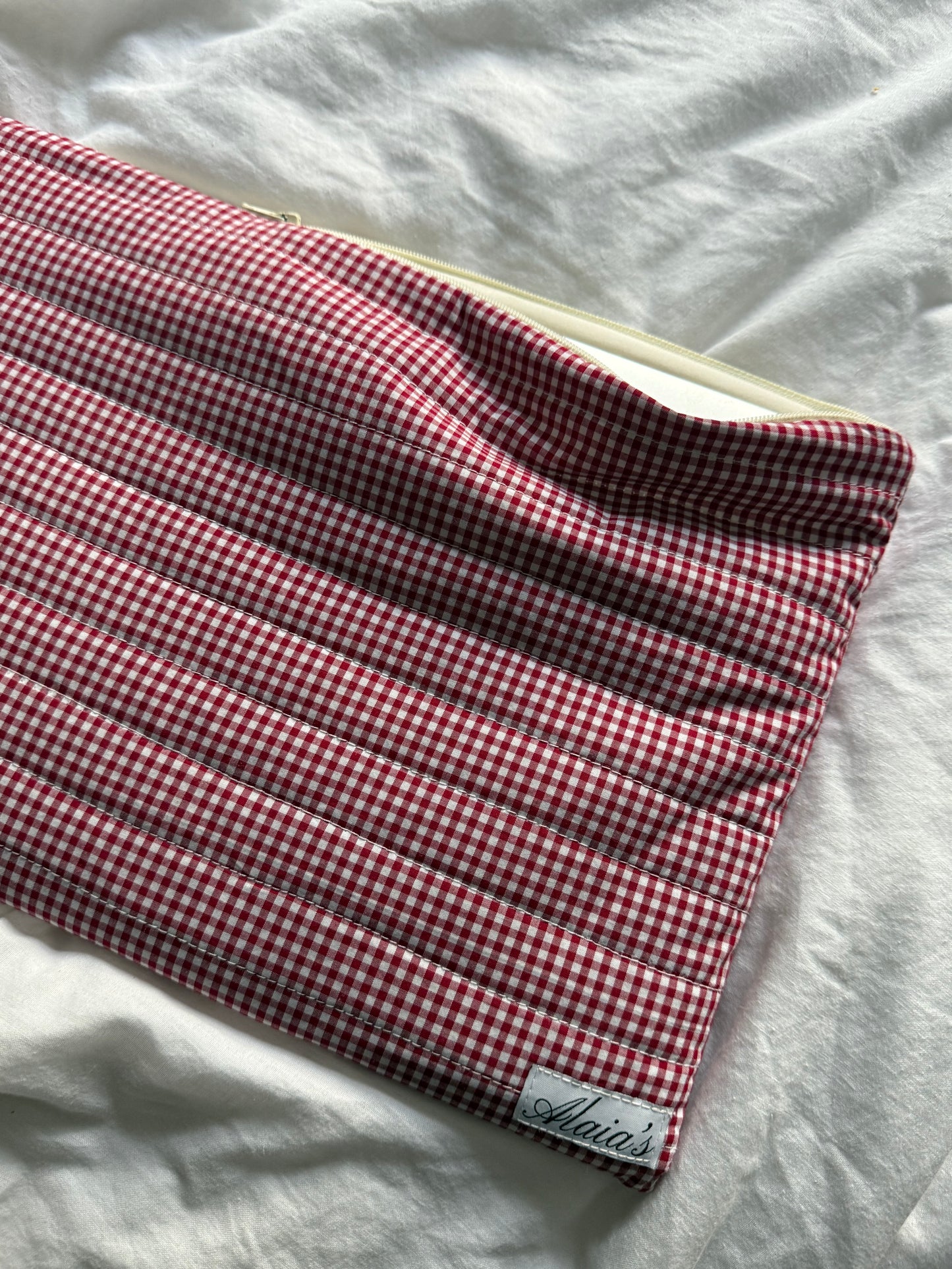Cherry Gingham Quilted Laptop Case
