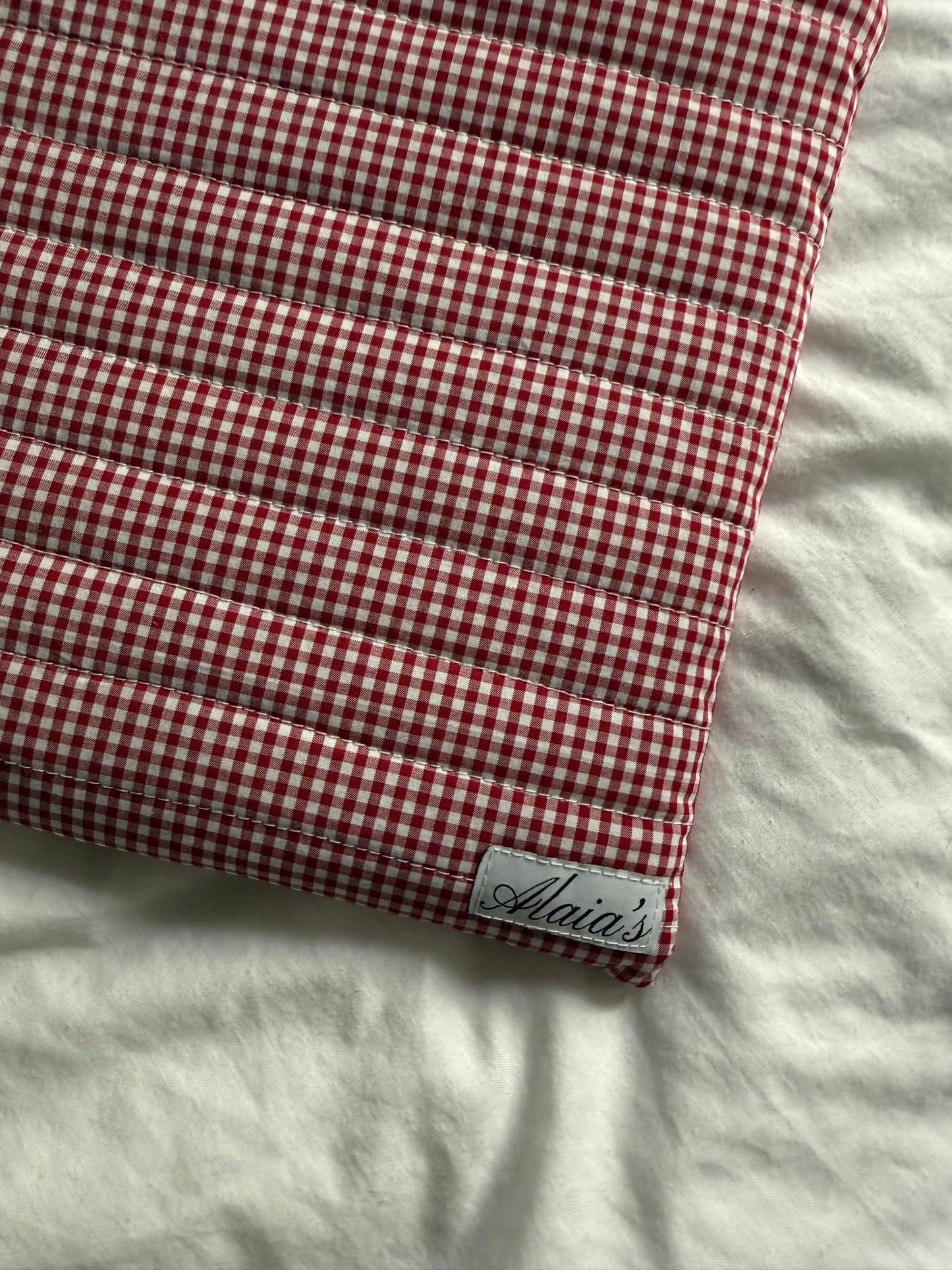 Cherry Gingham Quilted Laptop Case