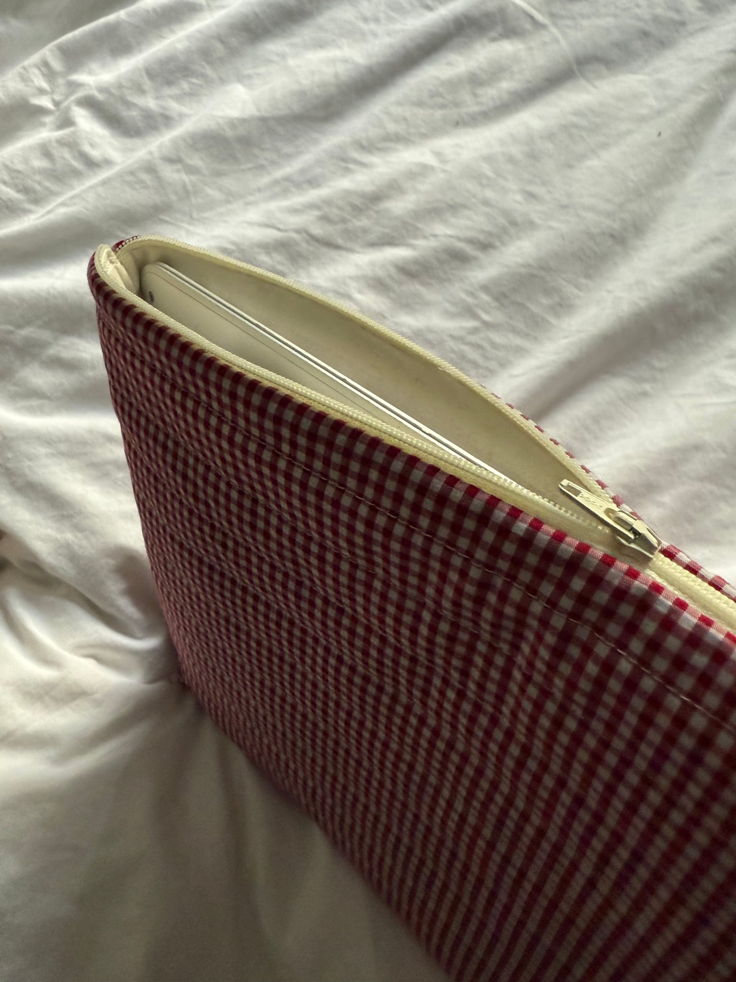 Cherry Gingham Quilted Laptop Case