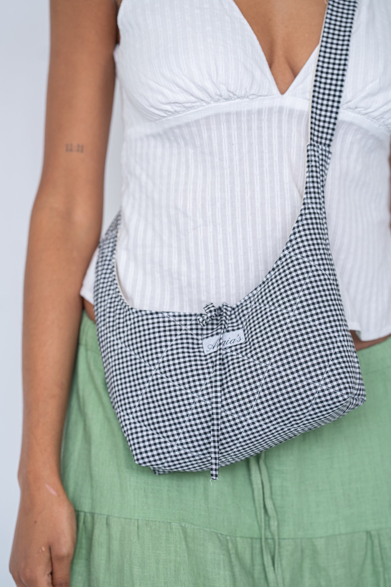 Black Gingham Shoulder Bag