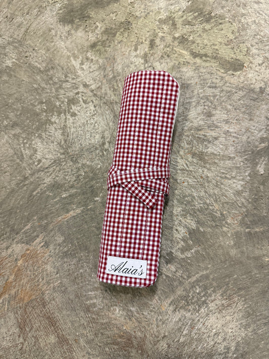 Cherry Gingham Make Up Brush Holder