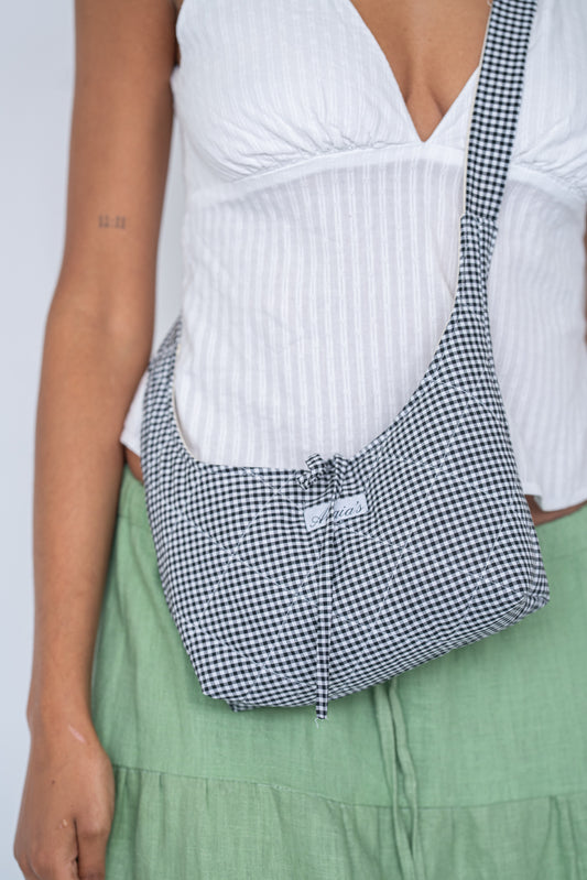 Black Gingham Shoulder Bag